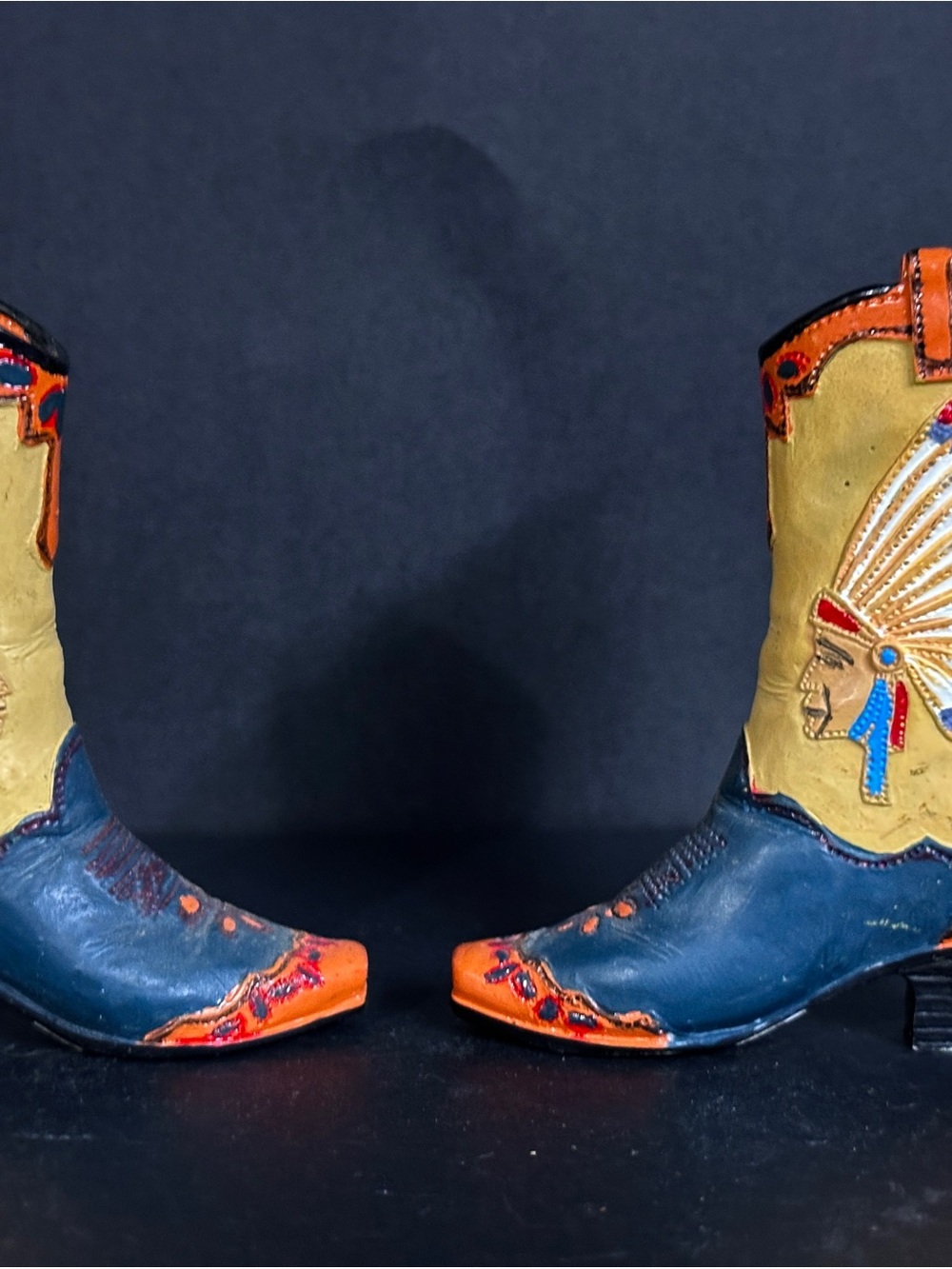 Miniature Ceramic Cowboy Indians Boots HTF
